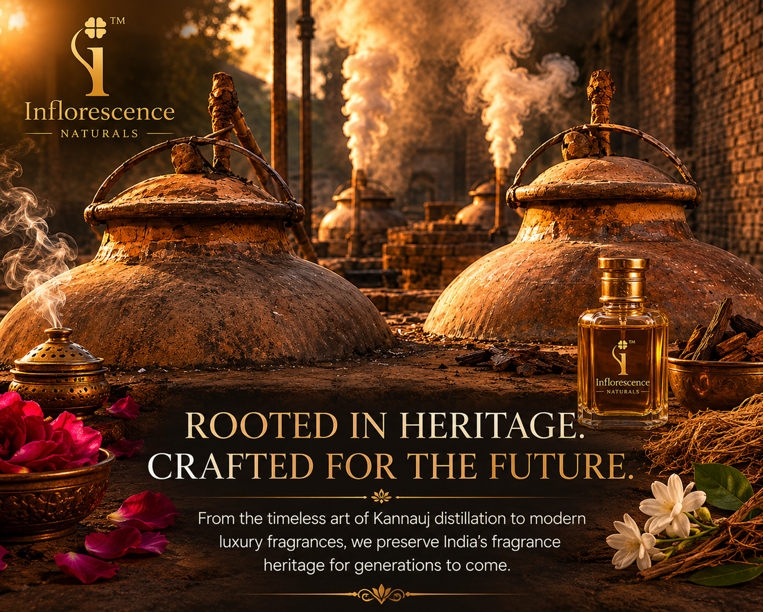 Rose petals being distilled into pure rose attar using traditional Deg-Bhapka method in Kannauj