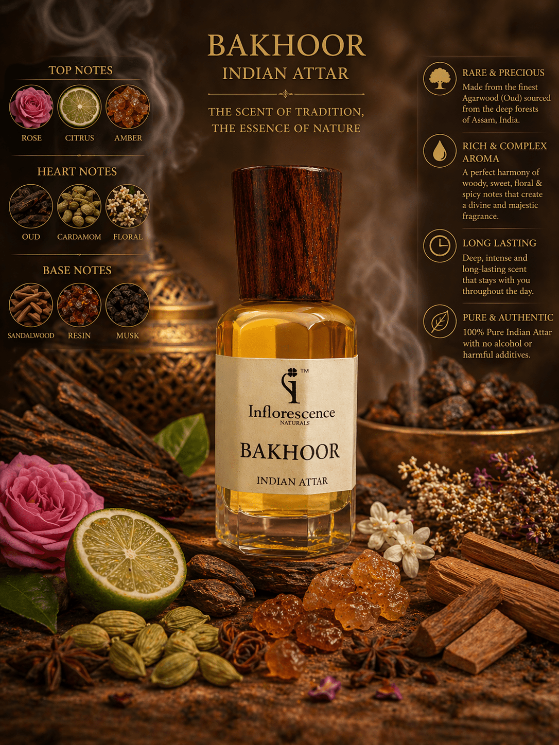 Bakhoor | Pure Indian Attar - Inflorescence Naturals