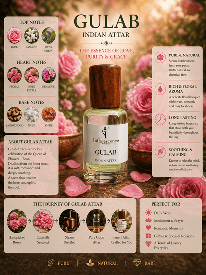 Gulab | Rose | Pure Indian Attar - Inflorescence Naturals