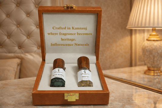 Ruh Khus & Mitti Attar Gift Set | 6ml Each (Pack of Two). - Gift Set - Inflorescence Naturals
